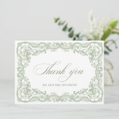 Renaissance Floral Sage Green Wedding Bedankkaart (Staand voorkant)