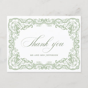 Renaissance  Floral Sage Green Wedding Briefkaart