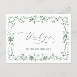 Renaissance Floral Sage Green Wedding Briefkaart