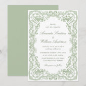 Renaissance Floral Sage Green Wedding Kaart (Voorkant / Achterkant)