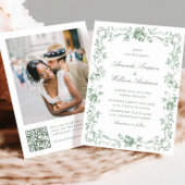 Renaissance Floral Sage Green Wedding Kaart