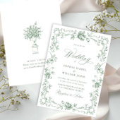 Renaissance Floral Sage Green Wedding Kaart