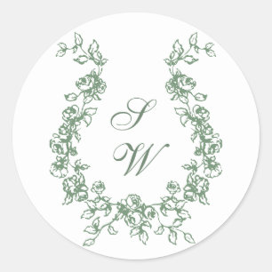 Renaissance  Floral Sage Green Wedding Ronde Sticker