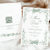 Renaissance Floral Sage Green Wedding Save The Date