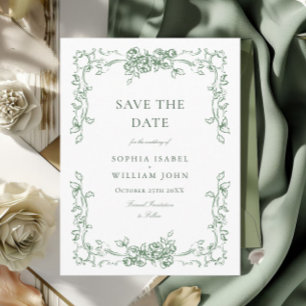 Renaissance  Floral Wedding Save the Date Briefkaart