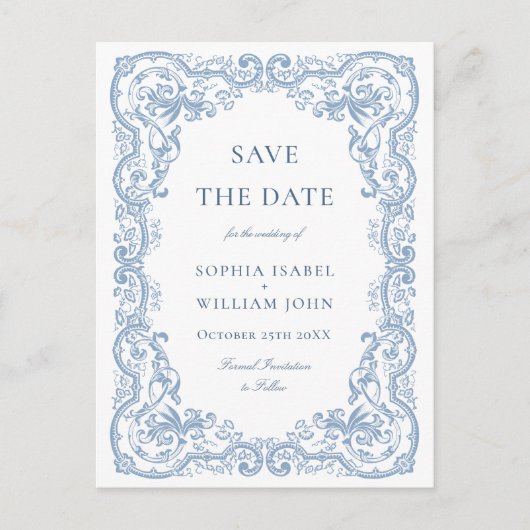 Renaissance Floral Wedding Save the Date Briefkaart (Voorkant)