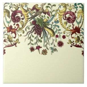 Renaissance Fruit & Bloemen Frieze Patroon repro Tegeltje