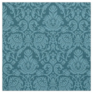 Renaissance Genoese Damask, Peacock Blue Stof