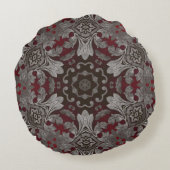 renaissance gothic metallic red en zwarte mandala rond kussen (Achterkant)