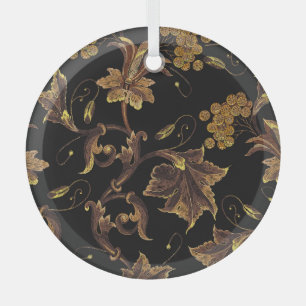 Renaissance Gouden Bloemen Borduurpatroon Glas Ornament