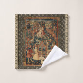 Renaissance Grieks Kant Bruin Rood Beige Bad Handdoek (Wasdoekje)