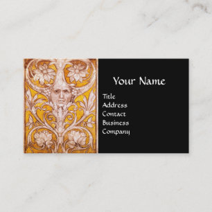 RENAISSANCE GROTESK GEZICHT, ZWART GOUD MONOGRAM VISITEKAARTJE