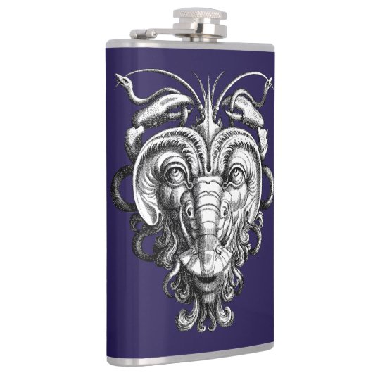 Renaissance Groteske Gargoyle Gezicht Kreeft Man Heupfles (Rechts)