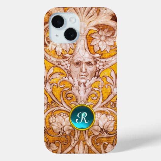 RENAISSANCE GROTESQUE FACE , GOLD FLORAL MONOGRAM Case-Mate iPhone CASE (Achterkant)