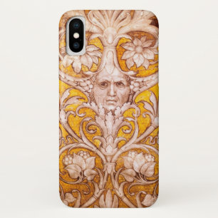 RENAISSANCE GROTESQUE FACE MET GOUDE WITTE VLOERIN iPhone X HOESJE