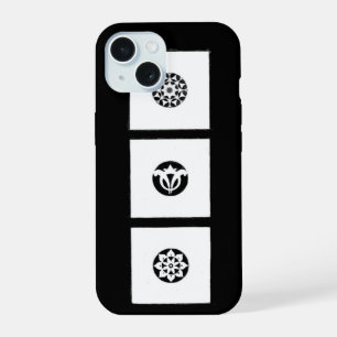 RENAISSANCE HARMONY Black White Geometric Floral iPhone 15 Hoesje