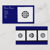 RENAISSANCE HARMONY Blue White Geometric Floral Visitekaartje (Voorkant / Achterkant)