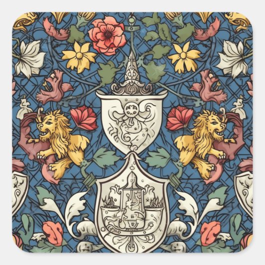 Renaissance heraldiek vierkante sticker (Voorkant)