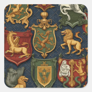 Renaissance heraldiek vierkante sticker