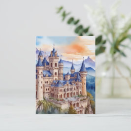 Renaissance kasteel in de bergen. AI-technologie Briefkaart