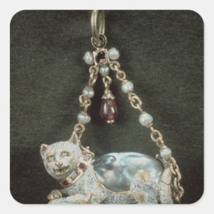 Renaissance kattenwerper vierkante sticker