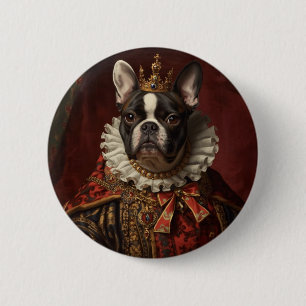 Renaissance Koningin Portret-Geïnspireerde Zwarte Ronde Button 5,7 Cm