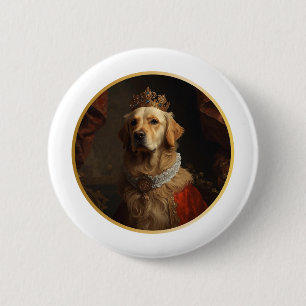 Renaissance Koningin Portret Goud Retriever Ronde Button 5,7 Cm