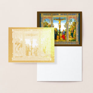 Renaissance Kruisiging van Christus Gouden Folie Kaarten