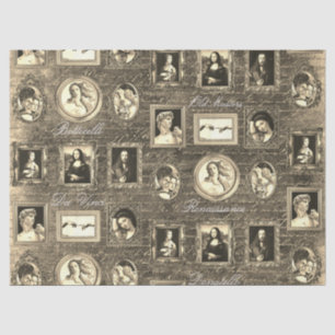 Renaissance kunst ingelijst Antiek Sepia Decoupage Tissuepapier