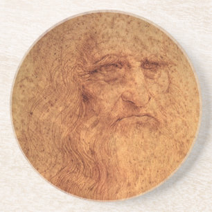 Renaissance Kunst Zelfportret door Leonardo da Vin Zandsteen Onderzetter