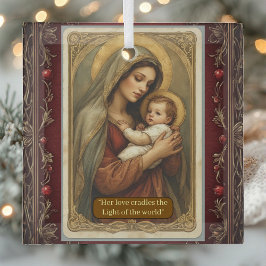 Renaissance Madonna and Child Serene Holy Vintage Glas Ornament