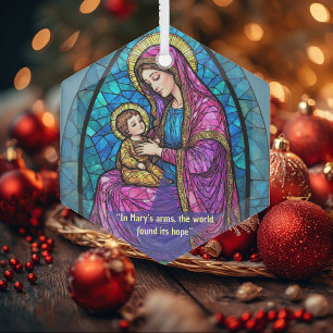 Renaissance Madonna en Kind Heilige Kunst Minimaal Glas Ornament