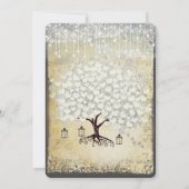 Renaissance Medieval Blue Heart Leaf Tree Wedding Kaart (Achterkant)