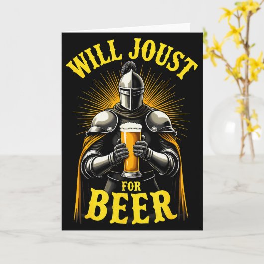 Renaissance Medieval Knight Will Joust For Beer Kaart (Gele Bloem)