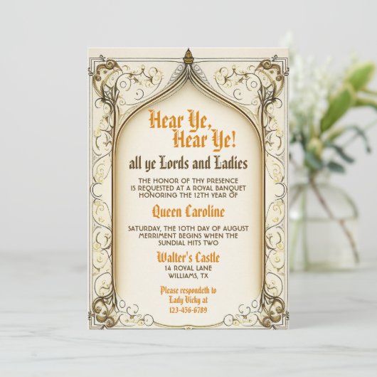 Renaissance médiévale Rustique Invitation d'annive (Debout devant)