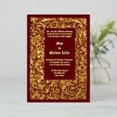 Renaissance middeleeuwse gebladerte grens bruiloft folie uitnodiging (Staand Voorkant)