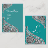 RENAISSANCE MONOGRAM 4 blue green Visitekaartje (Voorkant / Achterkant)