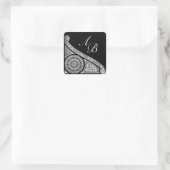 RENAISSANCE MONOGRAM Black and White Vierkante Sticker (Tas)