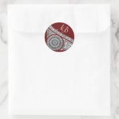 RENAISSANCE MONOGRAM, rood Ronde Sticker (Tas)