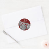 RENAISSANCE MONOGRAM, rood Ronde Sticker (Envelop)