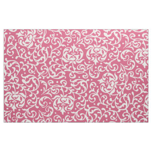 Renaissance Pink and White Floral Damask Stof