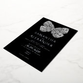 Renaissance Regency  Bow Zwart Fotobruiloft Folie Uitnodiging (Gedraaid)