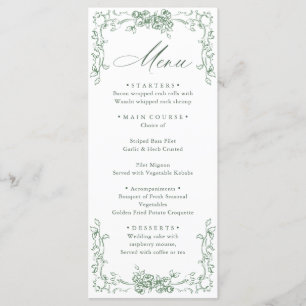 Renaissance  Sage Green Floral Wedding Menu