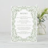 Renaissance  Sage Green Floral Wedding Menu (Staand voorkant)