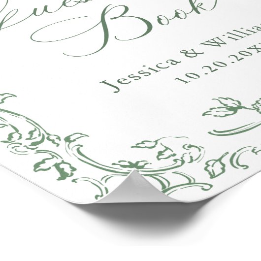 Renaissance Sage Green Guestbook Sign Poster (Hoek)