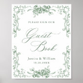 Renaissance Sage Green Guestbook Sign Poster (Voorkant)