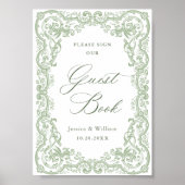 Renaissance Sage Green Guestbook Sign Poster (Voorkant)