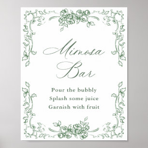 Renaissance Sage Green Mimosa Bar Sign Poster