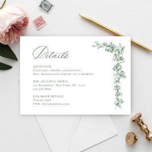 Renaissance Sage Green Wedding Details Informatiekaartje