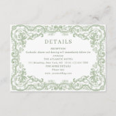 Renaissance Sage Green Wedding Details Informatiekaartje (Voorkant)